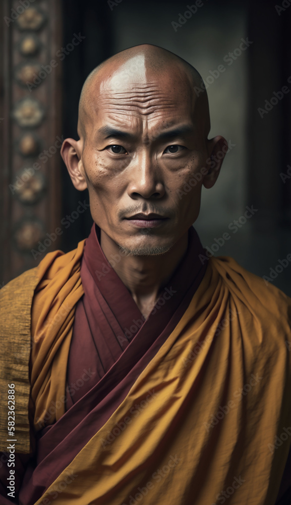 Image Generated AI. Portrait of a Buddhist monk, Generative AI Image Generated AI. Portrait of a Buddhist monk, Generative AI