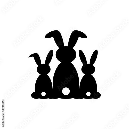 Easter black and white shadow matching activity for children with bunny family. Outline spring puzzle with cute animals. Holiday celebration educational game for kids.