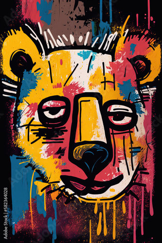 African ethnic illustration of koala made with colorful brush strokes. Generative AI photo