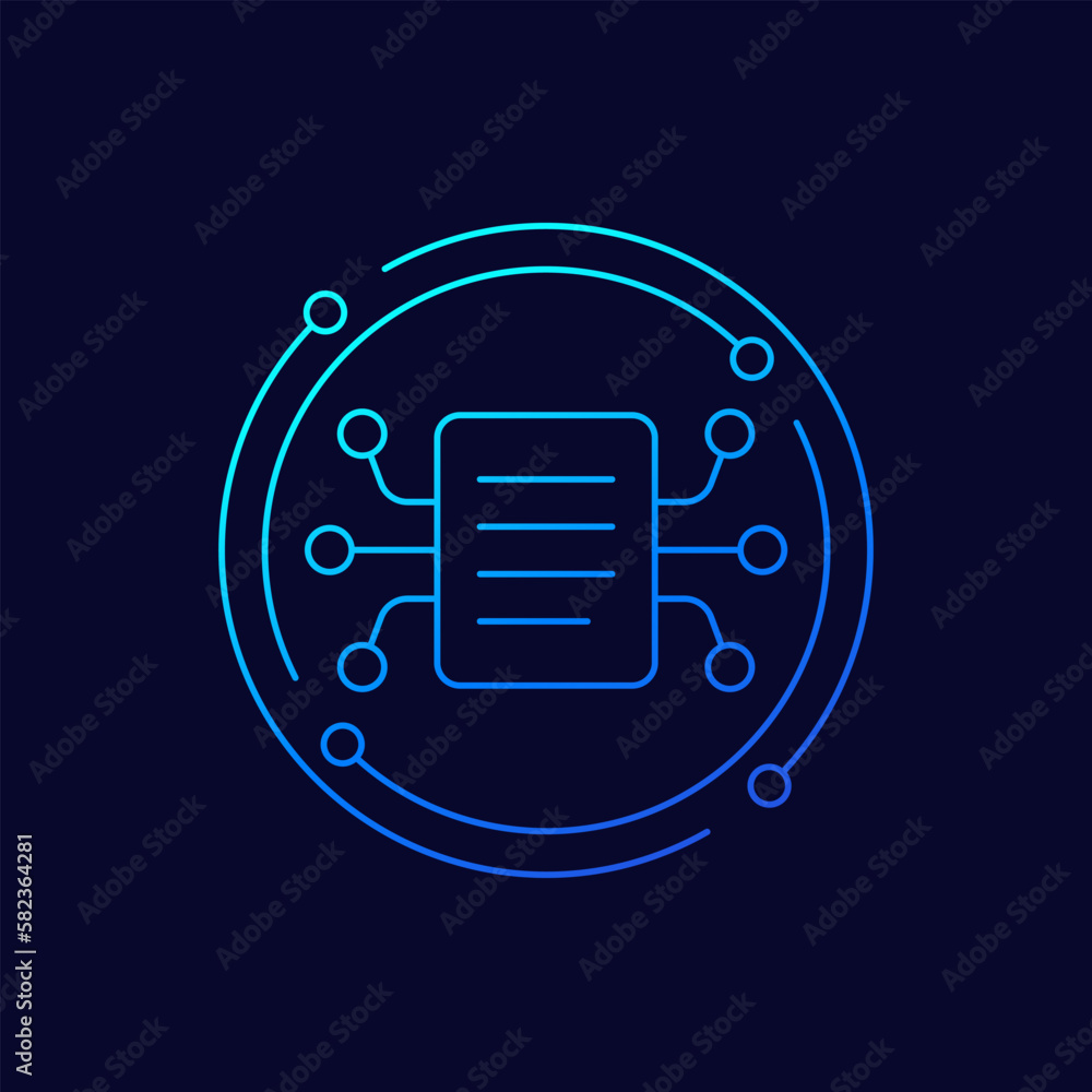 compiling data icon, linear design compiling data icon, linear design