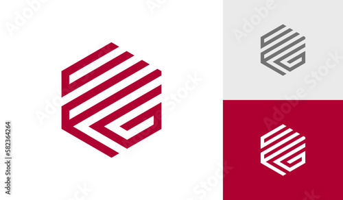 Letter CFG initial hexagon monogram logo design vector