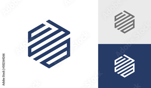 Letter CDA initial hexagon monogram logo design vector
