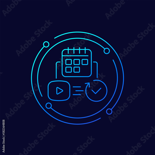 monthly subscription auto-renewal for video content icon, linear design