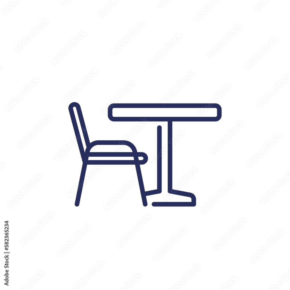 dining table and chair line icon on white dining table and chair line icon on white