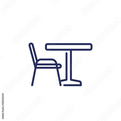 dining table and chair line icon on white