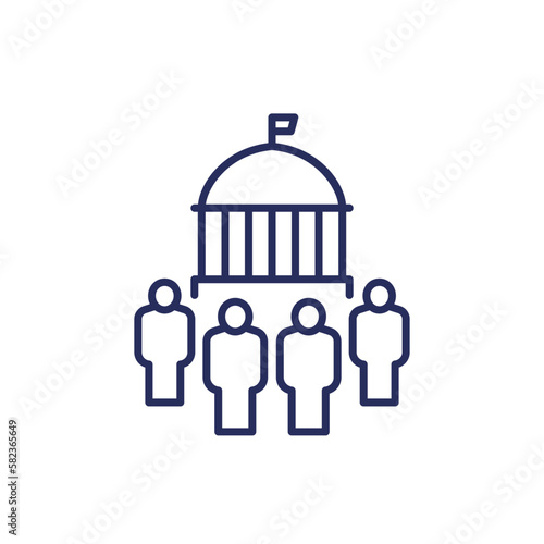 government workers line icon, public service vector