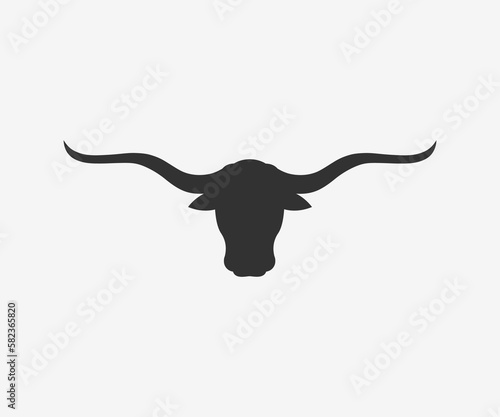 Bull head long horn icon vector. Texas Longhorn cow head. Longhorn bull head icon.