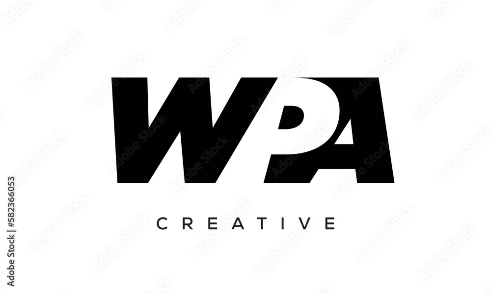 WPA letters negative space logo design. creative typography monogram vector WPA letters negative space logo design. creative typography monogram vector