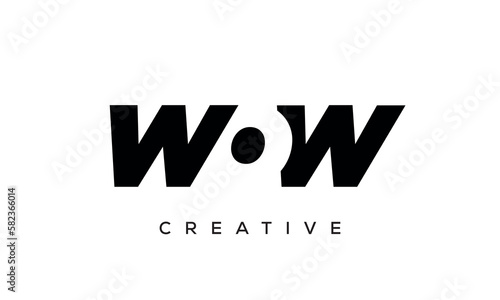 WOW letters negative space logo design. creative typography monogram vector