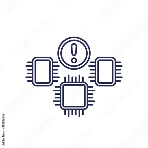 microchip supply shortage line icon with chips