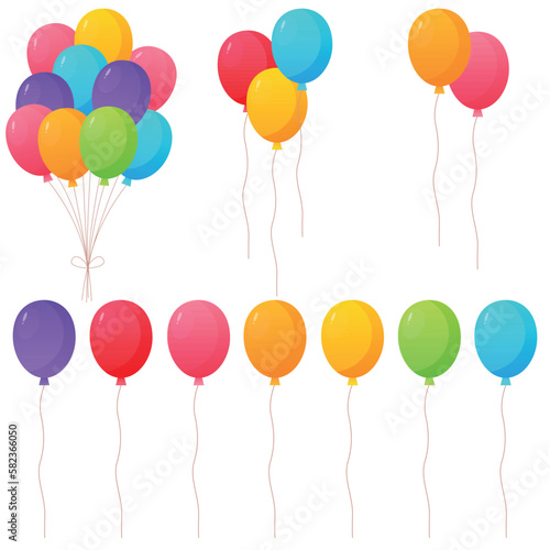 Vector bright cartoon image of festive balloons. The concept of parties, festival and fun. A colorful element for your design.