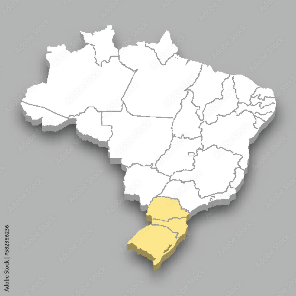 Obraz premium South Region location within Brazil map