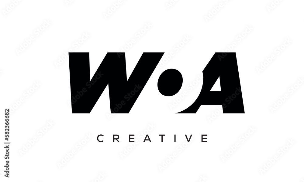 WOA letters negative space logo design. creative typography monogram vector