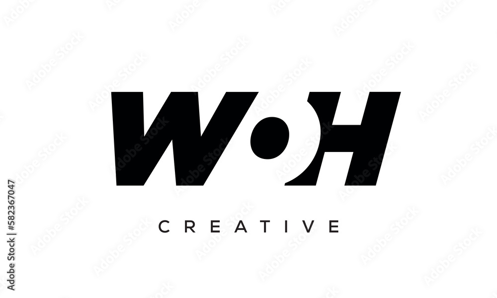WOH letters negative space logo design. creative typography monogram vector