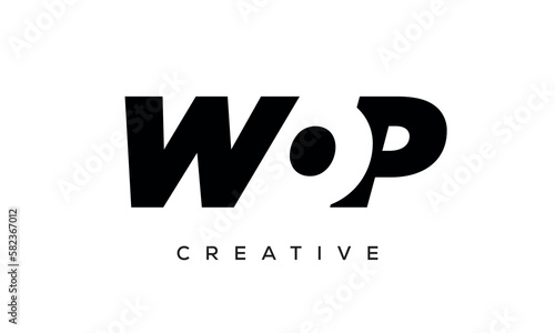 WOP letters negative space logo design. creative typography monogram vector
