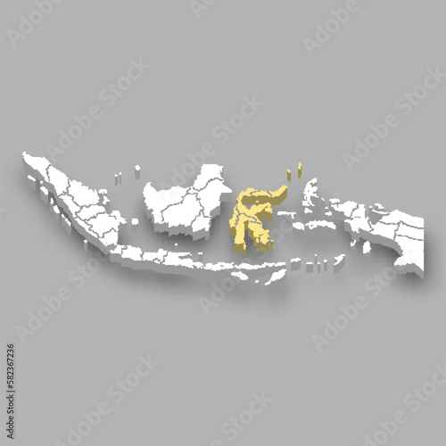 Sulawesi region location within Indonesia map
