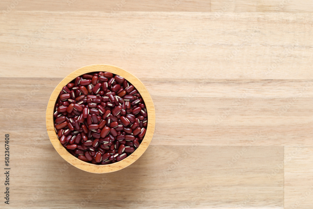 Top view of red beans in a bowl on wooder background, Healthy eating concept Top view of red beans in a bowl on wooder background, Healthy eating concept