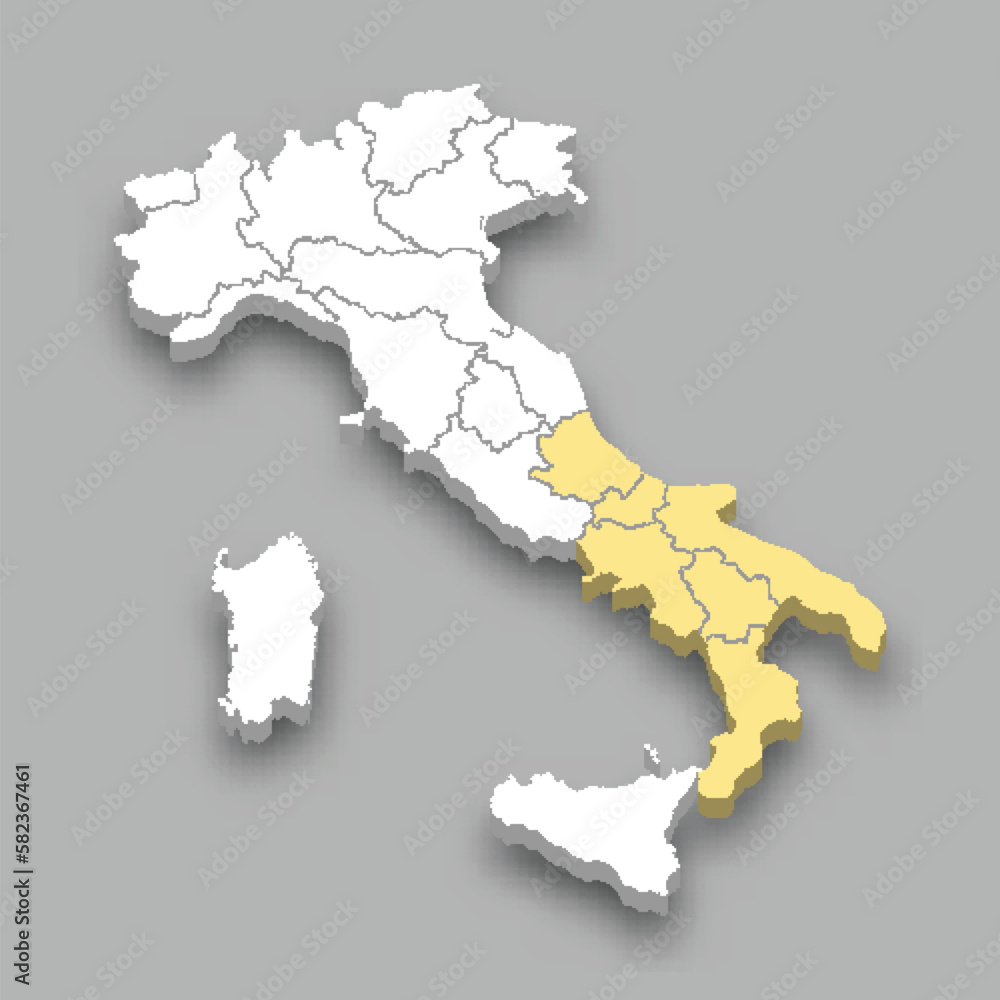 South region location within Italy map