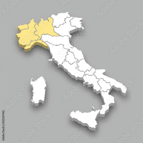 North-West region location within Italy map