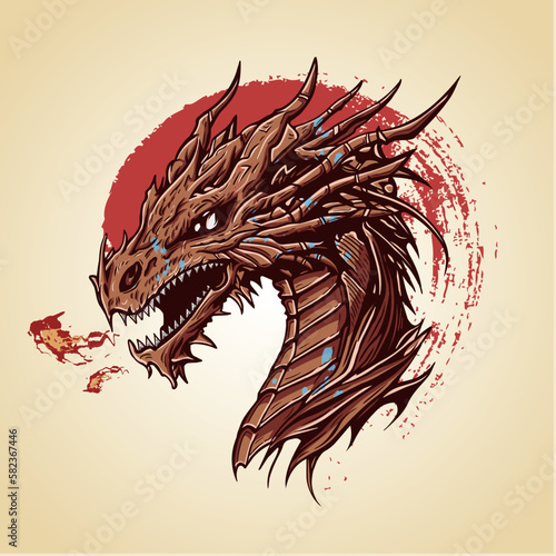 Dragon Head Detailed Amazing Vector Artwork photo