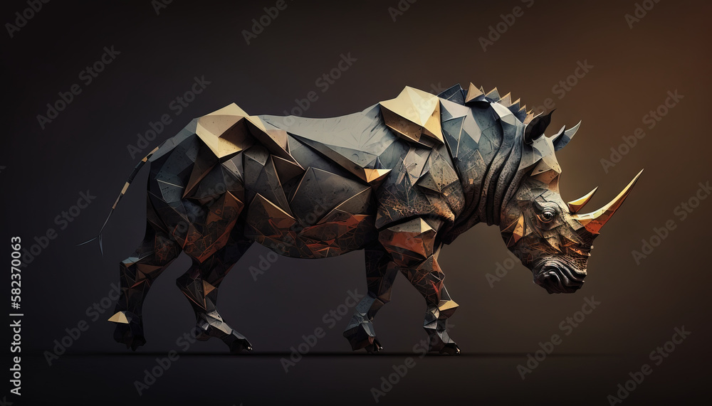 Rhinoceros animal abstract wallpaper. Contrast background Rhino in vivid colors generative ai Rhinoceros animal abstract wallpaper. Contrast background Rhino in vivid colors generative ai