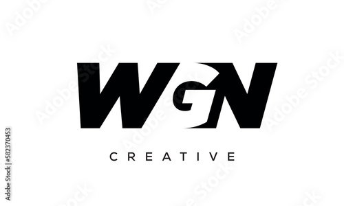 WGN letters negative space logo design. creative typography monogram vector 