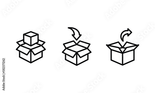 Exchange of goods line icon. Return parcel sign. Package tracking symbol. product recall Return Cargo box delivery Arrow Back Shipping Returnable vector symbol logo illustration editable stroke logo