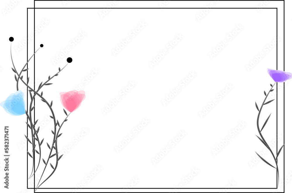 Fototapeta premium floral water color frame hand drawn vector illustration