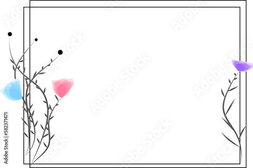 floral water color frame hand drawn vector illustration