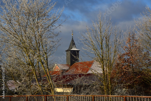 Panorama of the Town Rethem at the River Aller in Winter, Lower Saxony photo