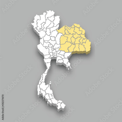 Northeastern region location within Thailand map