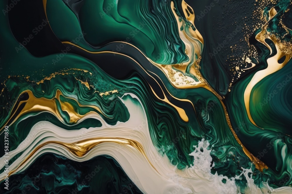 A green and blue abstract background with a gold swirl A green and blue abstract background with a gold swirl