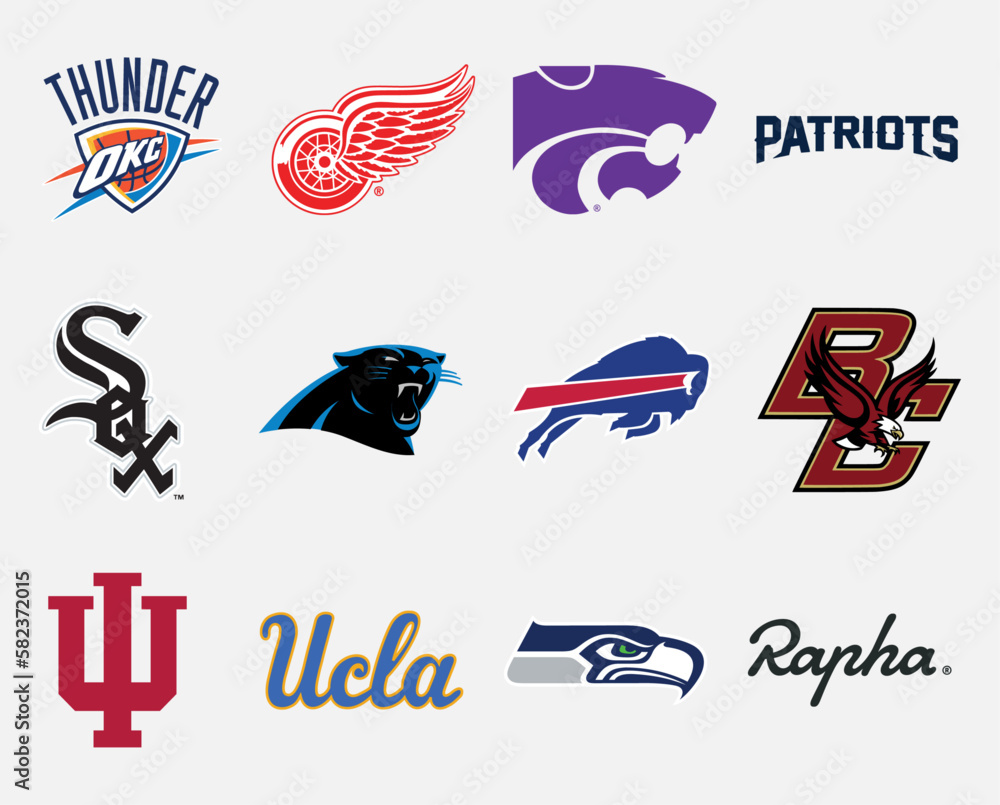 Most popular Sports brands. Vector brand logo collection. เวกเตอร์สต็อก