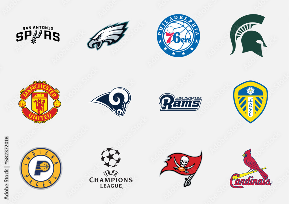 Most popular Sports brands. Vector brand logo collection. Stock Vector