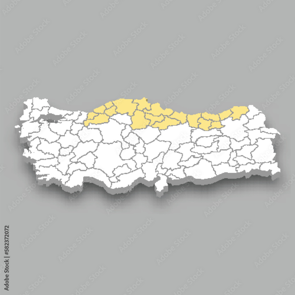 Black Sea region location within Turkey map