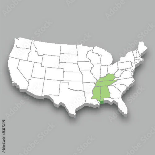 East South Central division location within United States map