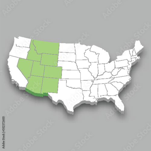 Mountain division location within United States map