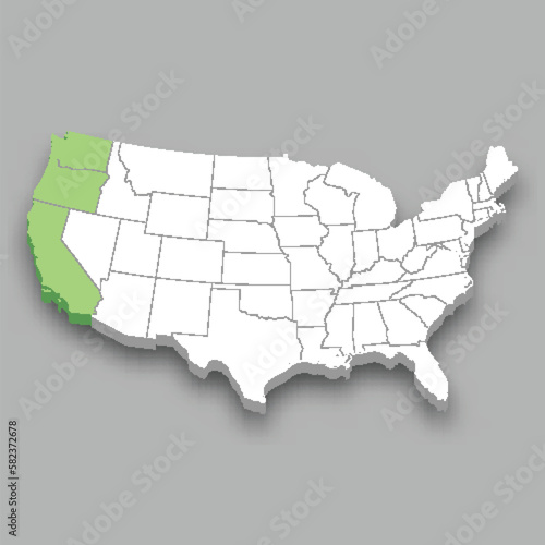 Pacific division location within United States map