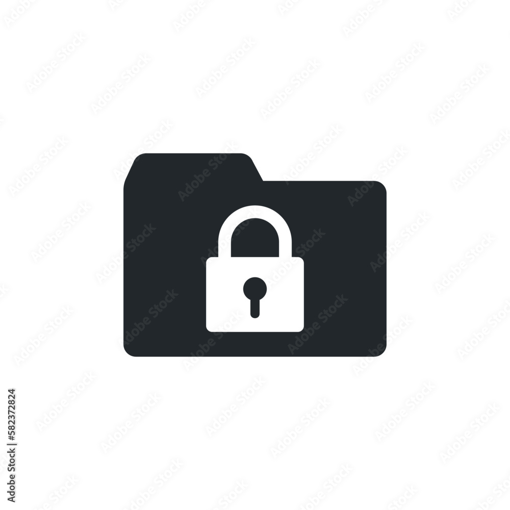 flat vector image on white background, folder icon with lock flat vector image on white background, folder icon with lock