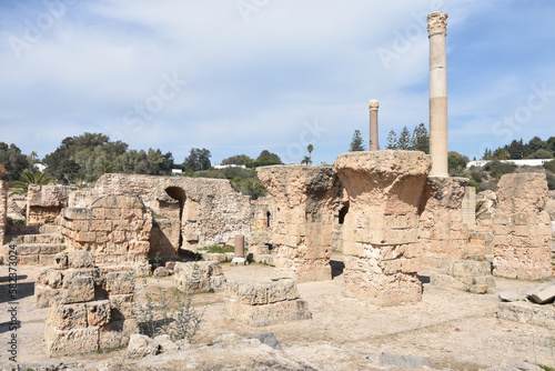 Ancient Roman Bath Foundations and Columns, Baths of Antoninus, Carthage