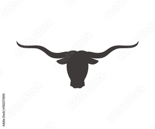 Texas Longhorn cow head. Longhorn bull head icon vector template.