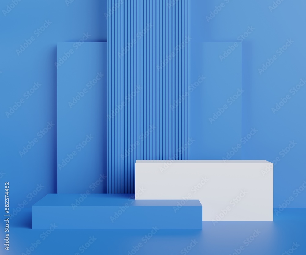 3D minimal scene podium with geometric products. blue background 3D rendering with podium. Abstract background scene to display cosmetic products.3d background. 3D minimal scene podium with geometric products. blue background 3D rendering with podium. Abstract background scene to display cosmetic products.3d background.