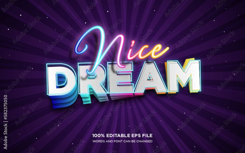 Nice Dream 3D editable text style effect	
