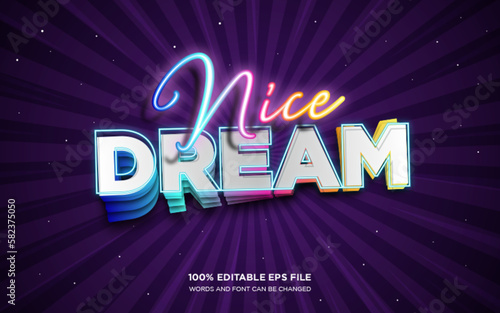Nice Dream 3D editable text style effect	
