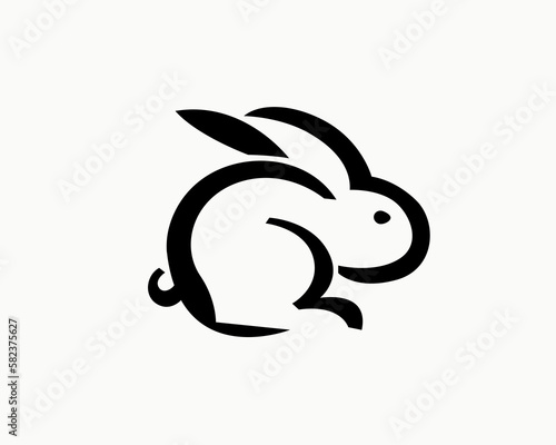 simple abstract sitting rabbit bunny art logo symbol design template illustration inspiration
