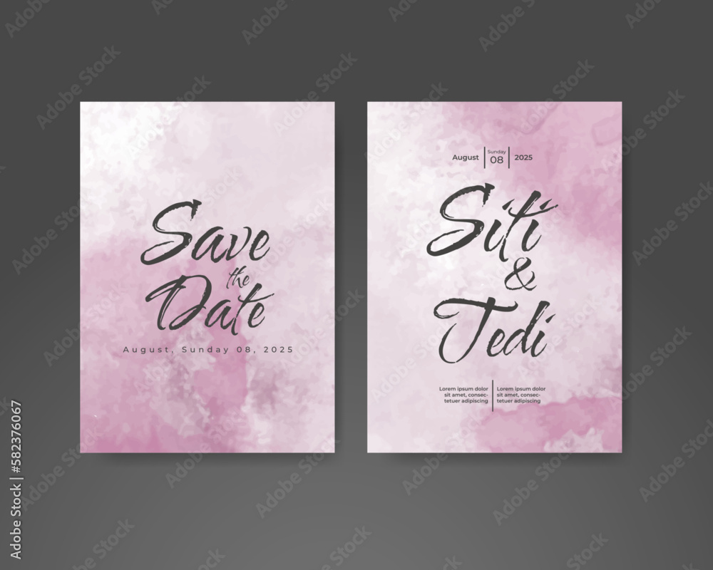 Wedding invitation with abstract watercolor background Wedding invitation with abstract watercolor background