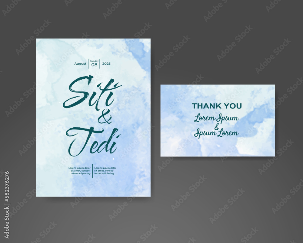 Wedding invitation with abstract watercolor background