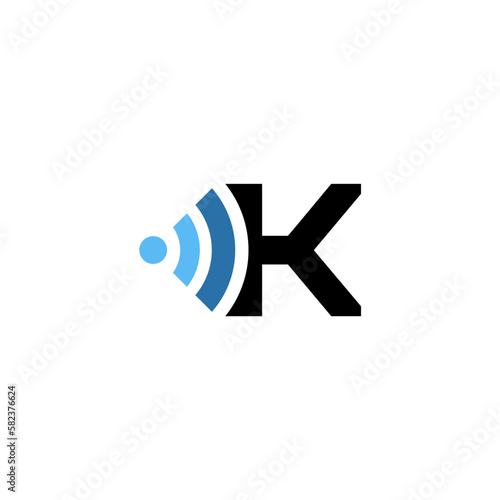 Internet logo design vector wireless network symbol icon, Letter K
