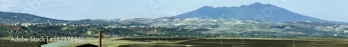 Panorama of the countryside of Basilicata in the countryside of Venosa with the background of Mount Vulture