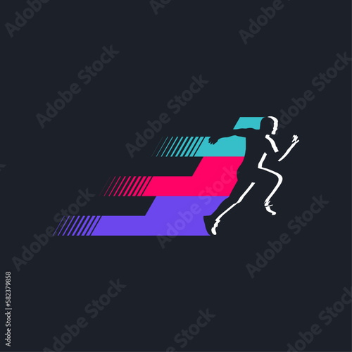 fast running playful logo design